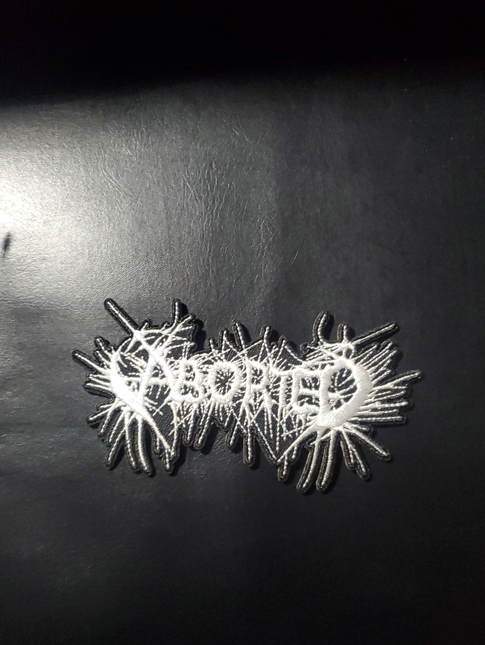 Black and White 'Aborted' Embroidered Patch